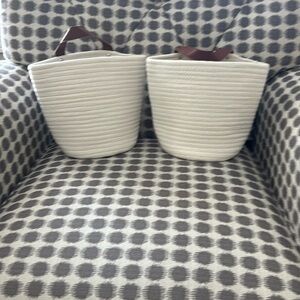 Anthropologie White and Brown Decorative Accents